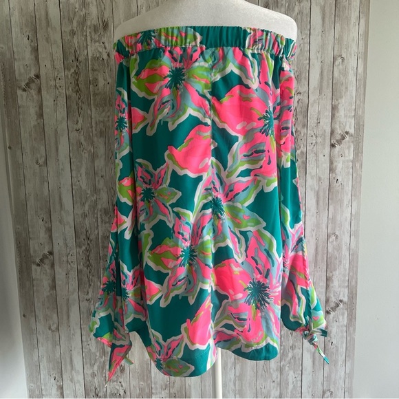 Floral Off-Shoulder Blouse - Pink and Green Southern Frock XS - Picture 2 of 4